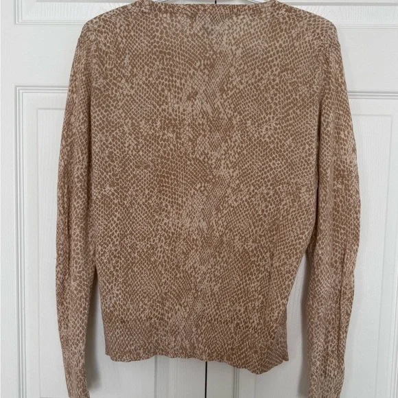 Banana Republic Tan Animal Print Patterned Button-Front Cardigan - Picture 3 of 6